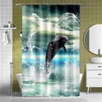 Funny Dolphin Jumping By A Heart Made Of Water Shower Curtain 48  x 72  (Small) 