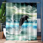 Funny Dolphin Jumping By A Heart Made Of Water Shower Curtain 60  x 72  (Medium) 