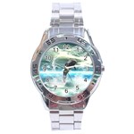 Funny Dolphin Jumping By A Heart Made Of Water Stainless Steel Men s Watch