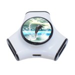 Funny Dolphin Jumping By A Heart Made Of Water 3-Port USB Hub