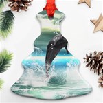 Funny Dolphin Jumping By A Heart Made Of Water Ornament (Christmas Tree)