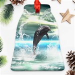 Funny Dolphin Jumping By A Heart Made Of Water Ornament (Bell) 