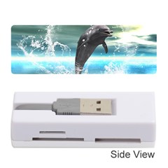 Funny Dolphin Jumping By A Heart Made Of Water Memory Card Reader (stick) 