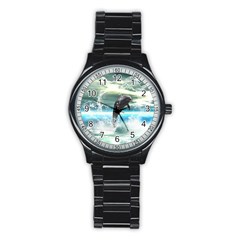 Funny Dolphin Jumping By A Heart Made Of Water Stainless Steel Round Watches