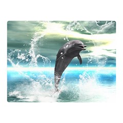 Funny Dolphin Jumping By A Heart Made Of Water Double Sided Flano Blanket (mini)  by FantasyWorld7