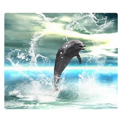 Funny Dolphin Jumping By A Heart Made Of Water Double Sided Flano Blanket (small) 