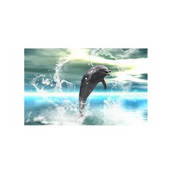 Funny Dolphin Jumping By A Heart Made Of Water Satin Wrap