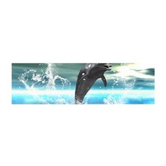 Funny Dolphin Jumping By A Heart Made Of Water Satin Scarf (oblong)