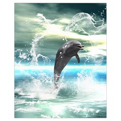 Funny Dolphin Jumping By A Heart Made Of Water Drawstring Bag (small)