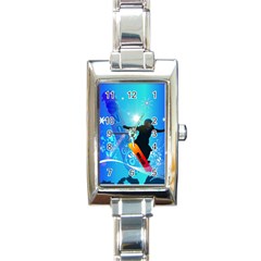 Snowboarding Rectangle Italian Charm Watches by FantasyWorld7