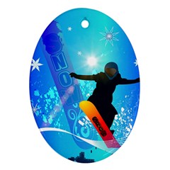 Snowboarding Ornament (oval)  by FantasyWorld7