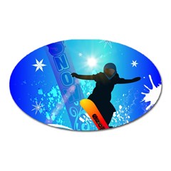 Snowboarding Oval Magnet by FantasyWorld7