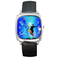 Snowboarding Square Metal Watches