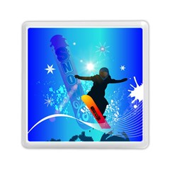 Snowboarding Memory Card Reader (square)  by FantasyWorld7