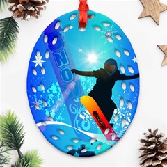 Snowboarding Ornament (oval Filigree)  by FantasyWorld7