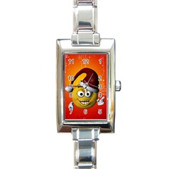 Cute Funny Christmas Smiley With Christmas Tree Rectangle Italian Charm Watches by FantasyWorld7