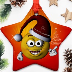 Cute Funny Christmas Smiley With Christmas Tree Ornament (star) 