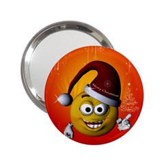 Cute Funny Christmas Smiley With Christmas Tree 2 25  Handbag Mirrors by FantasyWorld7