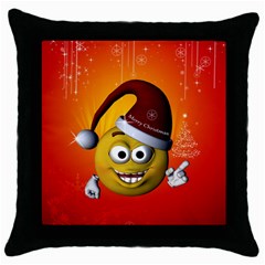 Cute Funny Christmas Smiley With Christmas Tree Throw Pillow Cases (black) by FantasyWorld7