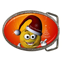 Cute Funny Christmas Smiley With Christmas Tree Belt Buckles by FantasyWorld7