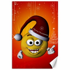 Cute Funny Christmas Smiley With Christmas Tree Canvas 12  X 18   by FantasyWorld7