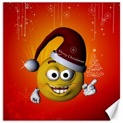 Cute Funny Christmas Smiley With Christmas Tree Canvas 16  X 16   by FantasyWorld7