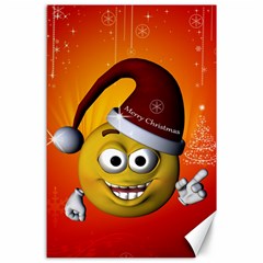 Cute Funny Christmas Smiley With Christmas Tree Canvas 24  X 36  by FantasyWorld7