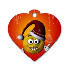 Cute Funny Christmas Smiley With Christmas Tree Dog Tag Heart (two Sides) by FantasyWorld7