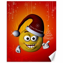 Cute Funny Christmas Smiley With Christmas Tree Canvas 11  X 14   by FantasyWorld7