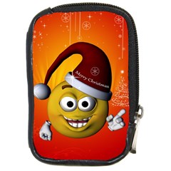 Cute Funny Christmas Smiley With Christmas Tree Compact Camera Cases by FantasyWorld7