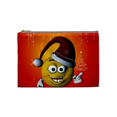 Cute Funny Christmas Smiley With Christmas Tree Cosmetic Bag (medium)  by FantasyWorld7