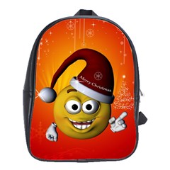 Cute Funny Christmas Smiley With Christmas Tree School Bags(large)  by FantasyWorld7