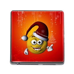 Cute Funny Christmas Smiley With Christmas Tree Memory Card Reader (square) by FantasyWorld7