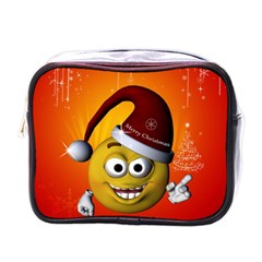 Cute Funny Christmas Smiley With Christmas Tree Mini Toiletries Bags by FantasyWorld7