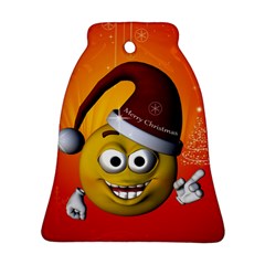 Cute Funny Christmas Smiley With Christmas Tree Ornament (bell)  by FantasyWorld7