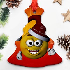 Cute Funny Christmas Smiley With Christmas Tree Christmas Tree Ornament (2 Sides) by FantasyWorld7