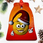 Cute Funny Christmas Smiley With Christmas Tree Bell Ornament (2 Sides) Back