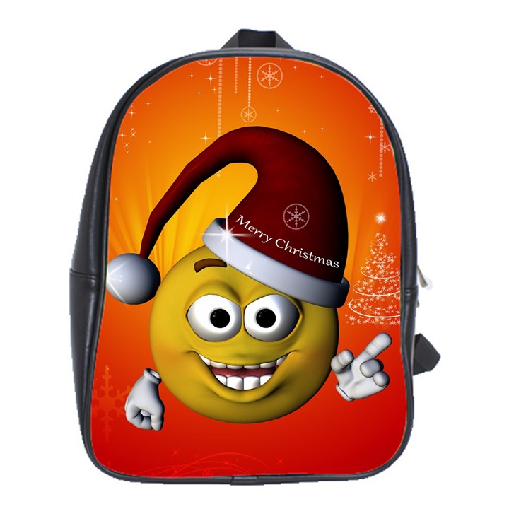 Cute Funny Christmas Smiley With Christmas Tree School Bags (XL) 