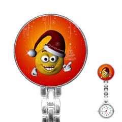 Cute Funny Christmas Smiley With Christmas Tree Stainless Steel Nurses Watches by FantasyWorld7