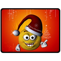 Cute Funny Christmas Smiley With Christmas Tree Double Sided Fleece Blanket (large)  by FantasyWorld7