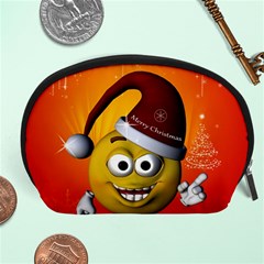 Cute Funny Christmas Smiley With Christmas Tree Accessory Pouches (large)  by FantasyWorld7