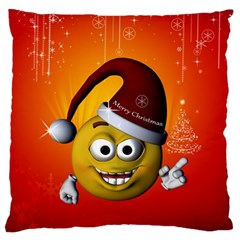 Cute Funny Christmas Smiley With Christmas Tree Large Flano Cushion Cases (two Sides) 