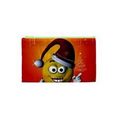 Cute Funny Christmas Smiley With Christmas Tree Cosmetic Bag (xs) by FantasyWorld7