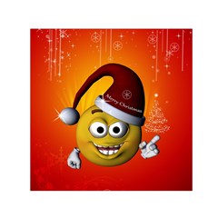 Cute Funny Christmas Smiley With Christmas Tree Small Satin Scarf (square)  by FantasyWorld7