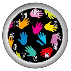 All Over Hands Wall Clocks (silver) 