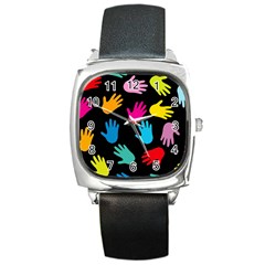 All Over Hands Square Metal Watches