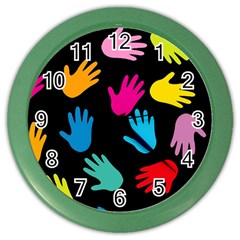 All Over Hands Color Wall Clocks