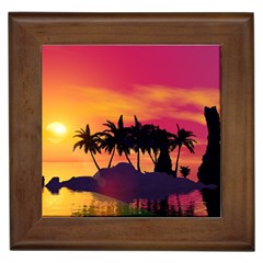 Wonderful Sunset Over The Island Framed Tiles