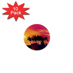 Wonderful Sunset Over The Island 1  Mini Magnet (10 Pack) 