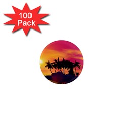 Wonderful Sunset Over The Island 1  Mini Magnets (100 Pack) 